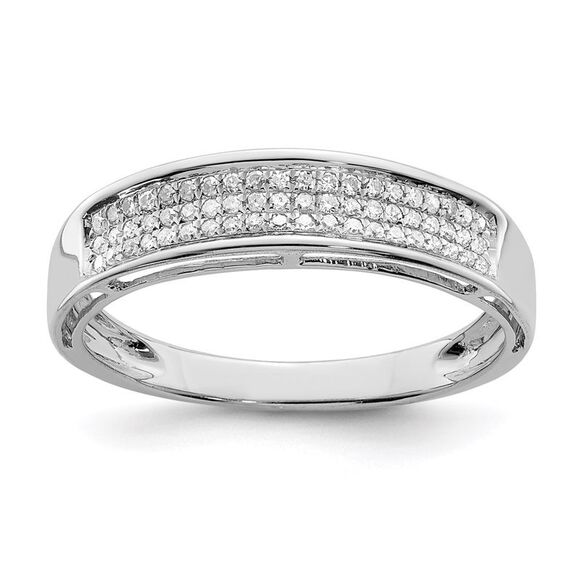 Kazi Luxury Sterling Silver Rhodium Plated Diamond Band